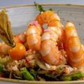 Ensalada de langostinos confitados y vinagreta de centollo